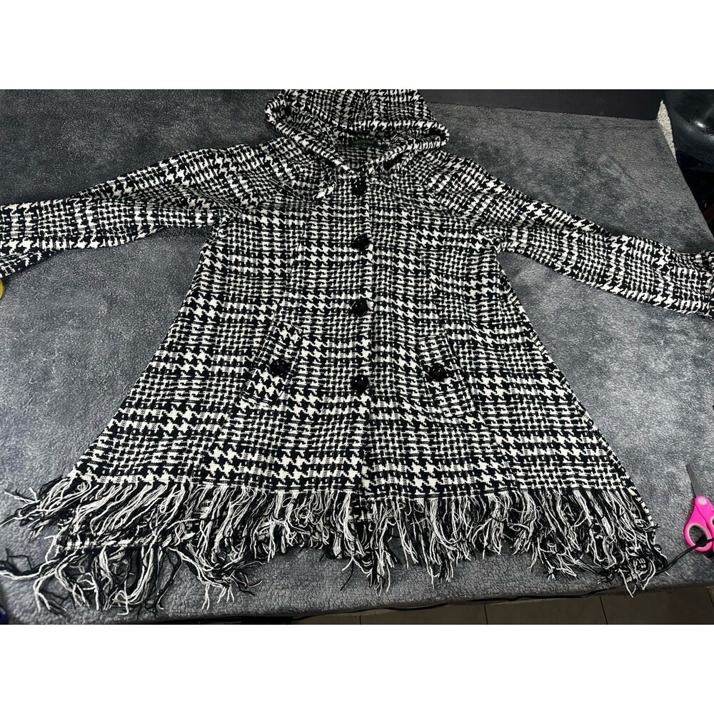 For Cynthia Houndstooth Fringe Jacket Size S - Picture 4 of 16